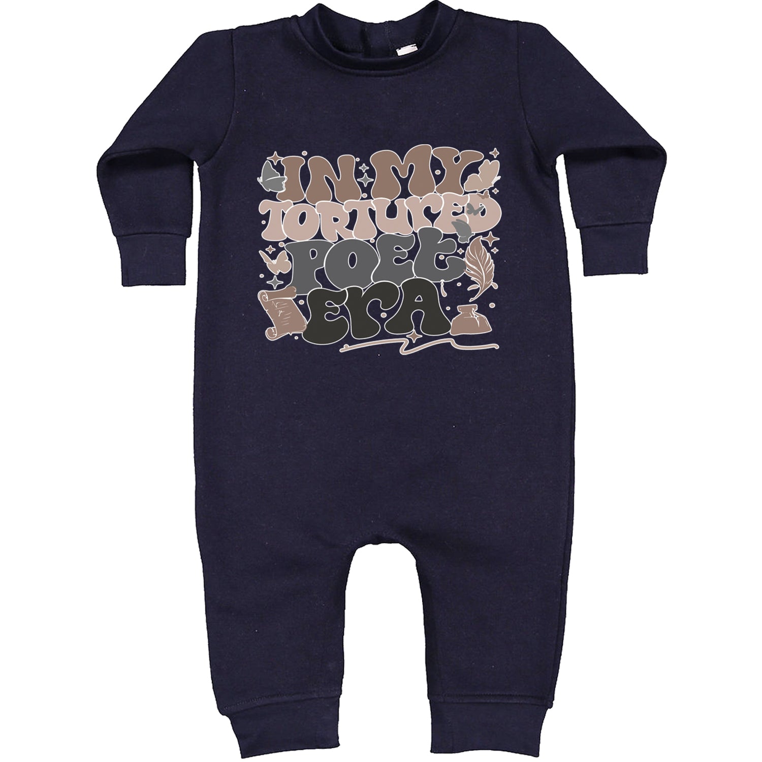 In My Tortured Poet Era TTPD Music Toddler Hoodie And Infant Fleece Romper Navy Blue