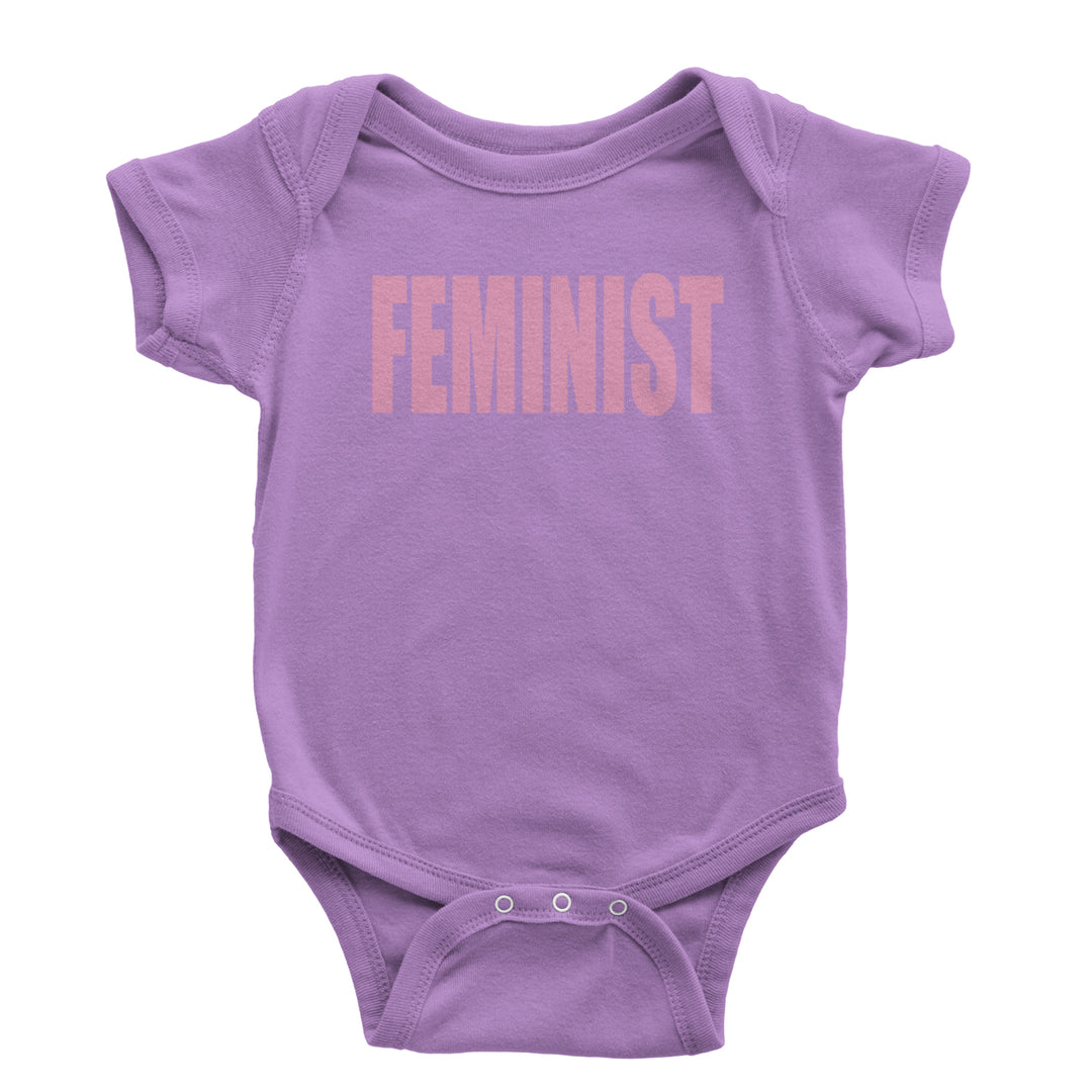 Feminist (Pink Print) Infant One-Piece Romper Bodysuit and Toddler T-shirt Lavender