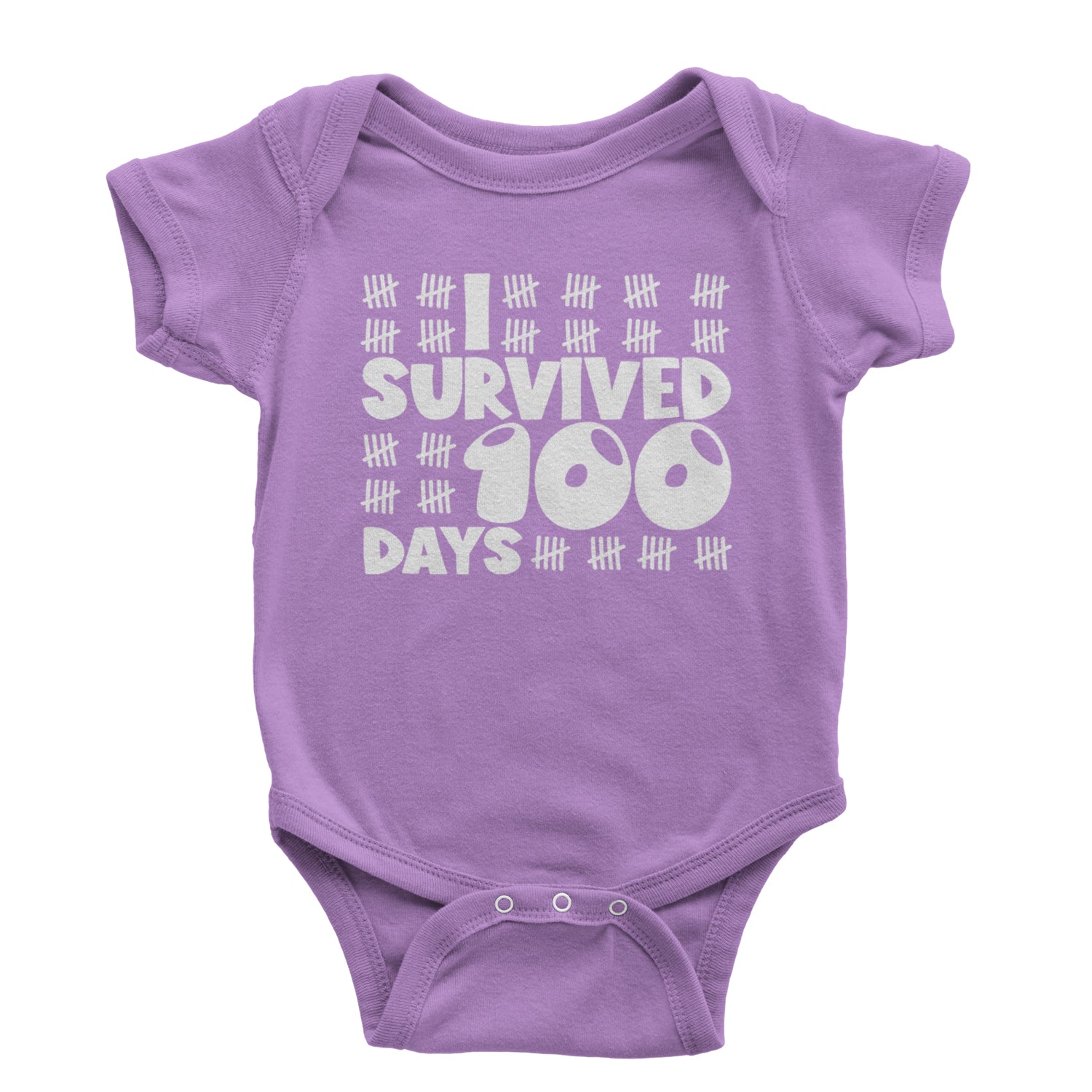 I Survived 100 Days Tally Marks Infant One-Piece Romper Bodysuit and Toddler T-shirt Black