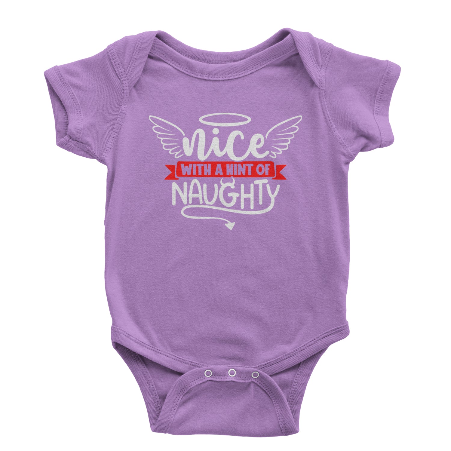 Nice with a Hint of Naughty Christmas Infant One-Piece Romper Bodysuit and Toddler T-shirt Lavender