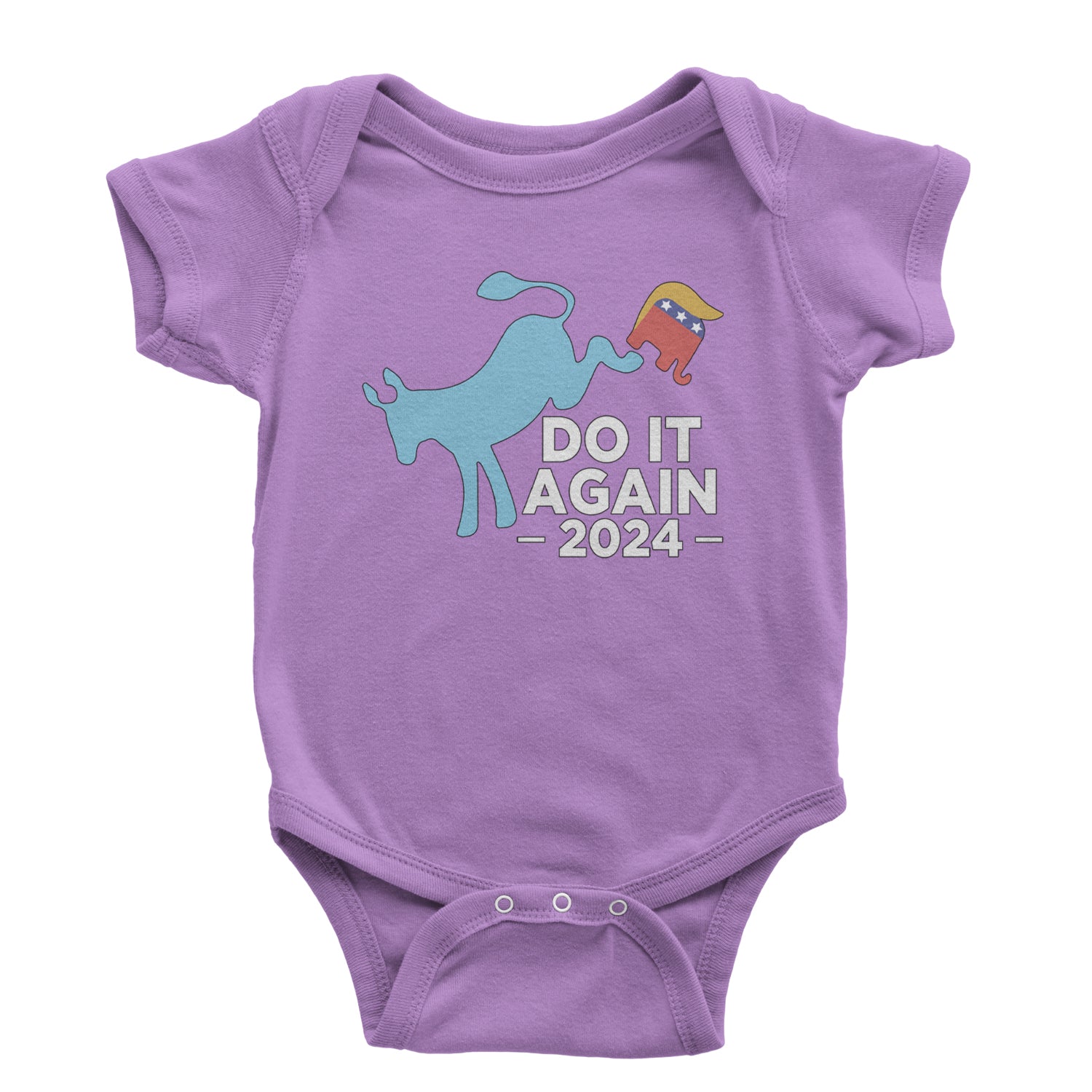 Do It Again - Democratic Donkey Kicking Republicans 2024 Political Humor Infant One-Piece Romper Bodysuit and Toddler T-shirt Lavender