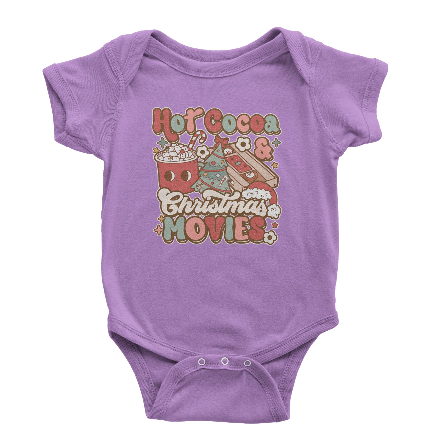 Hot Cocoa And Christmas Movies Holiday Infant One-Piece Romper Bodysuit and Toddler T-shirt Lavender