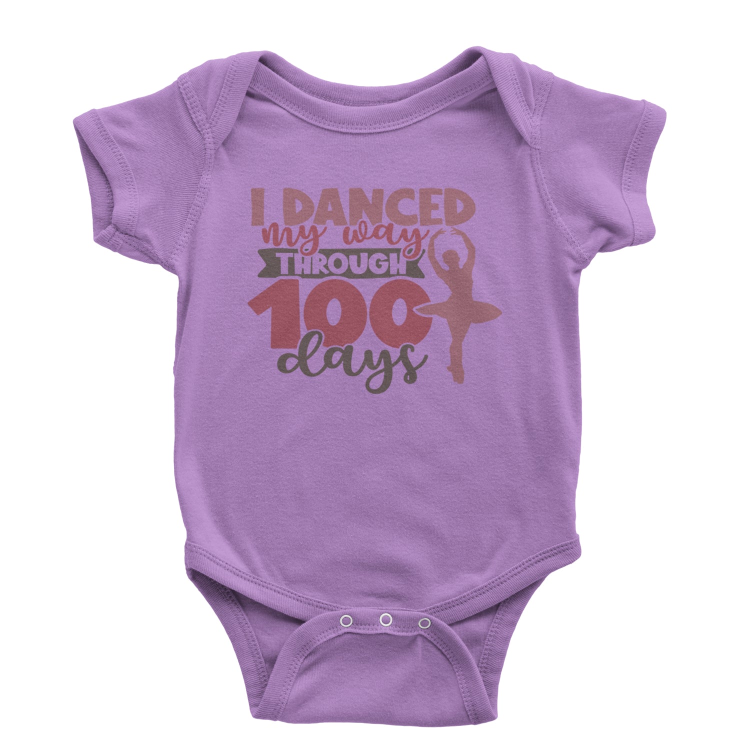 I Danced My Way Through 100 Days Of School Infant One-Piece Romper Bodysuit and Toddler T-shirt Lavender