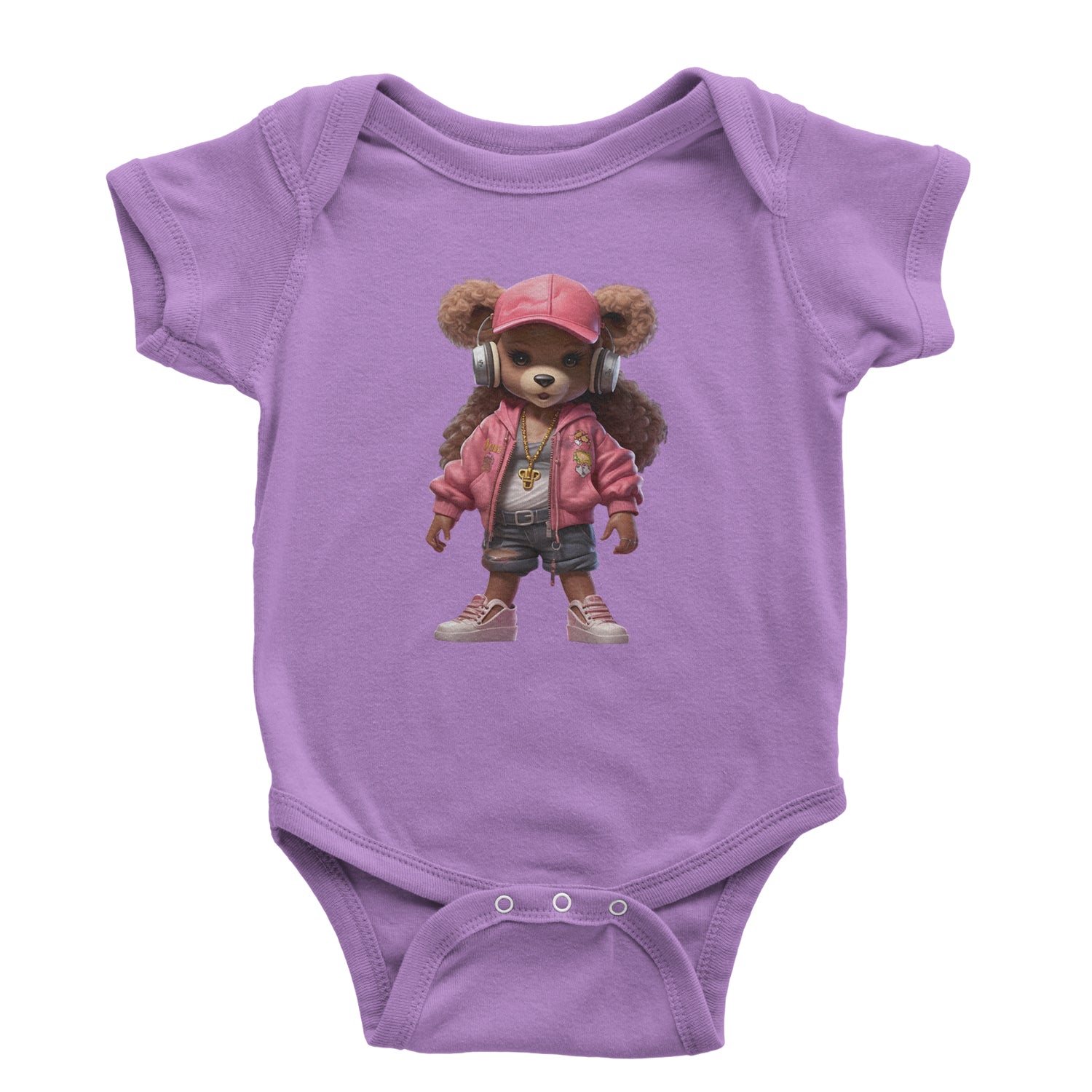 Pink Female Urban Graffiti Bear Infant One-Piece Romper Bodysuit Or Toddler T-shirt Lavender