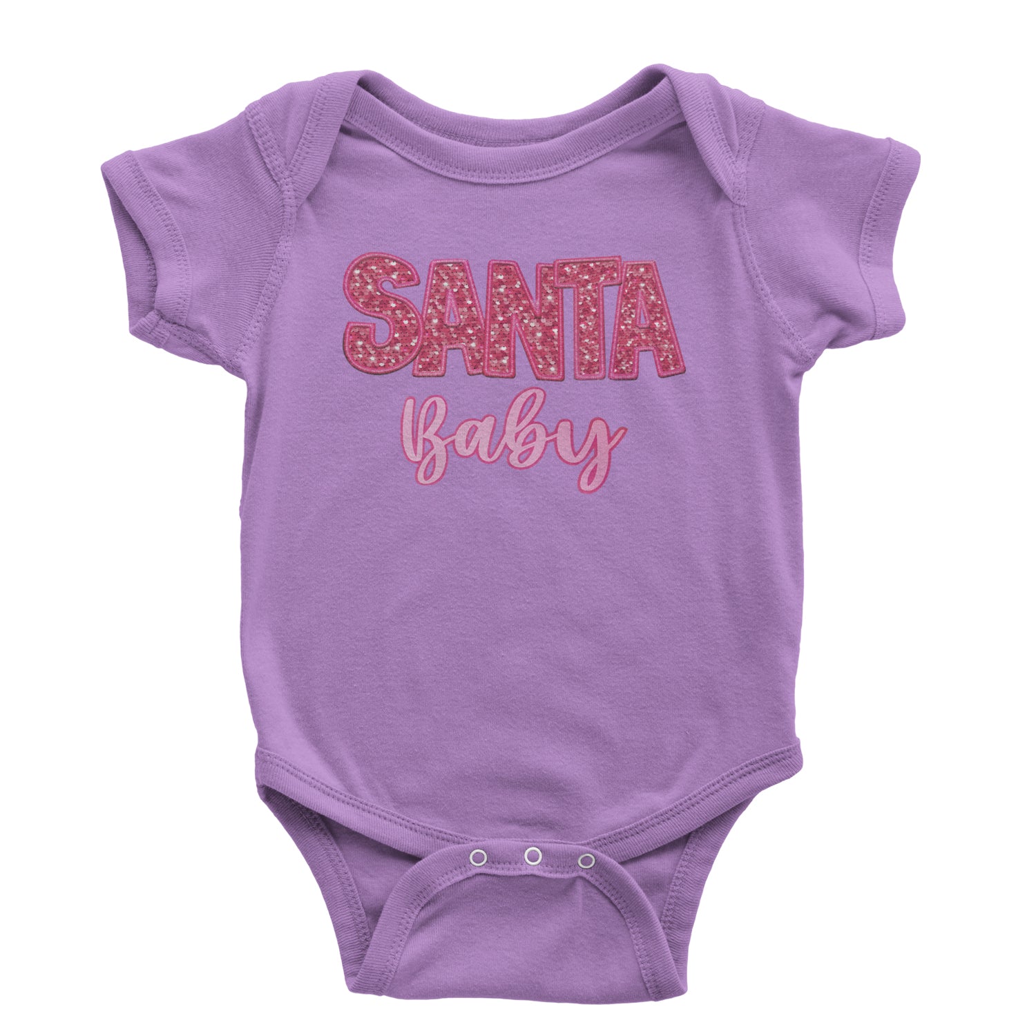 Santa Baby Faux Patch and Sequins Infant One-Piece Romper Bodysuit and Toddler T-shirt Lavender