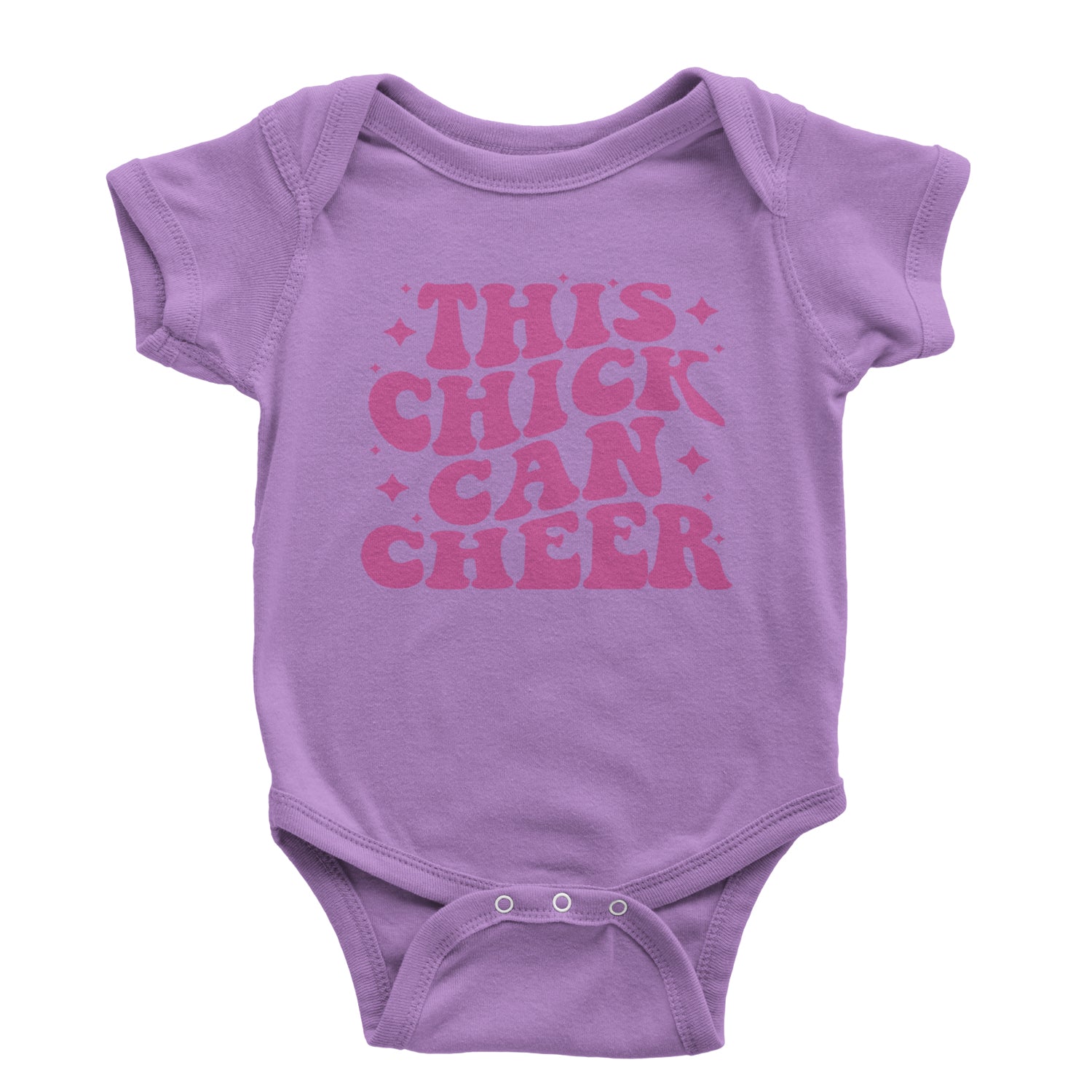 This Chick Can Cheer Infant One-Piece Romper Bodysuit and Toddler T-shirt Lavender