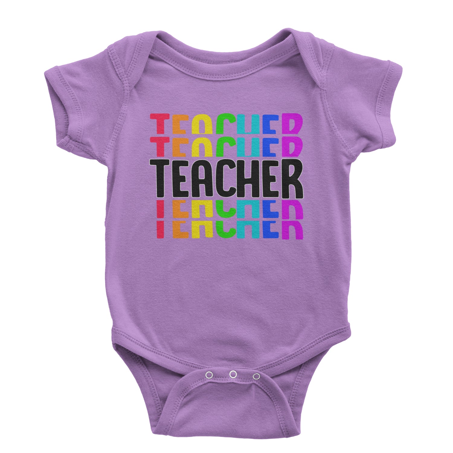 Teacher Repeated Rainbow Pattern Infant One-Piece Romper Bodysuit and Toddler T-shirt Lavender