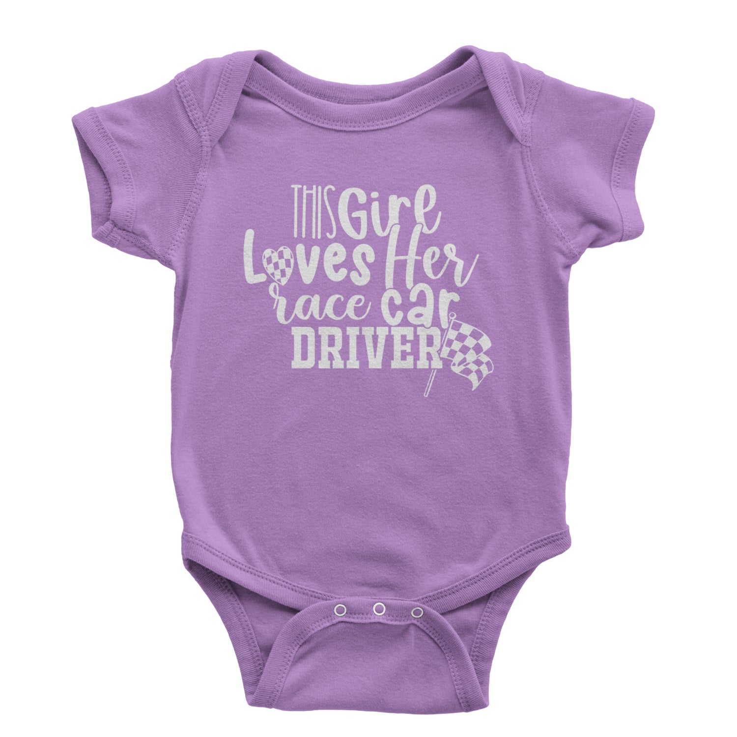 This Girl Loves Her Racecar Driver Infant One-Piece Romper Bodysuit and Toddler T-shirt Lavender