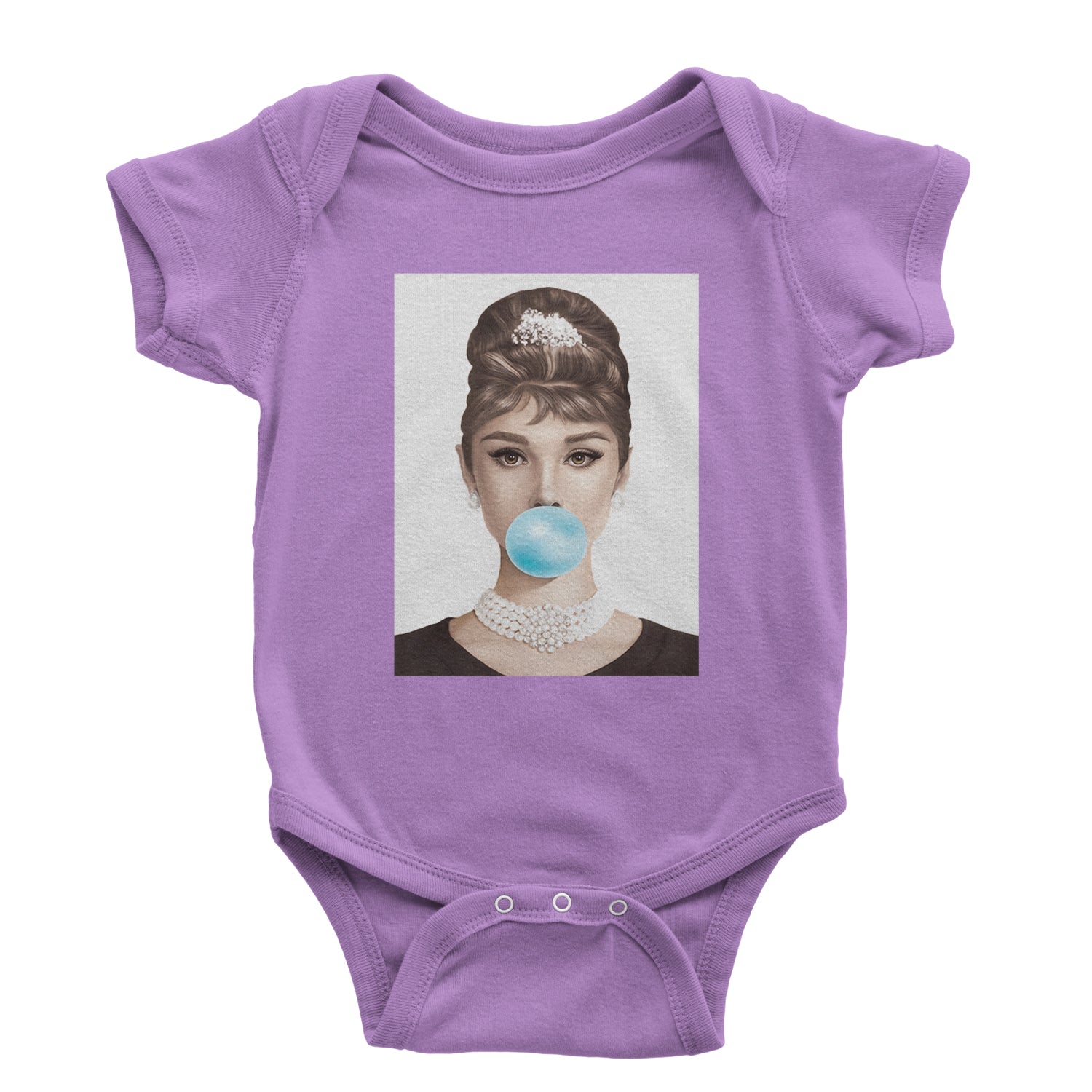 Audrey Hepburn Chewing Bubble Gum American Icon Infant One-Piece Romper Bodysuit and Toddler T-shirt Lavender