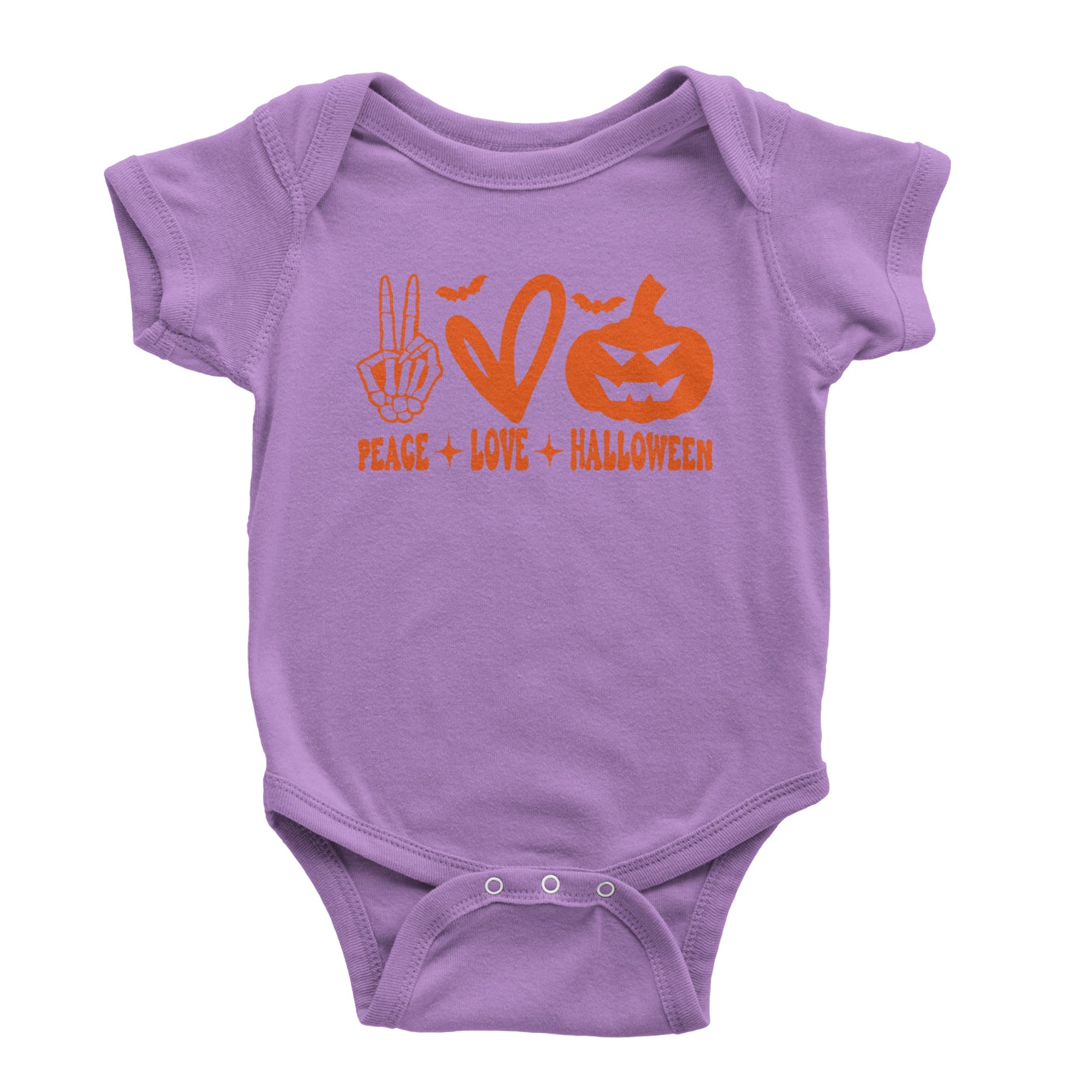 Peace, Love and Halloween Infant One-Piece Romper Bodysuit and Toddler T-shirt Lavender