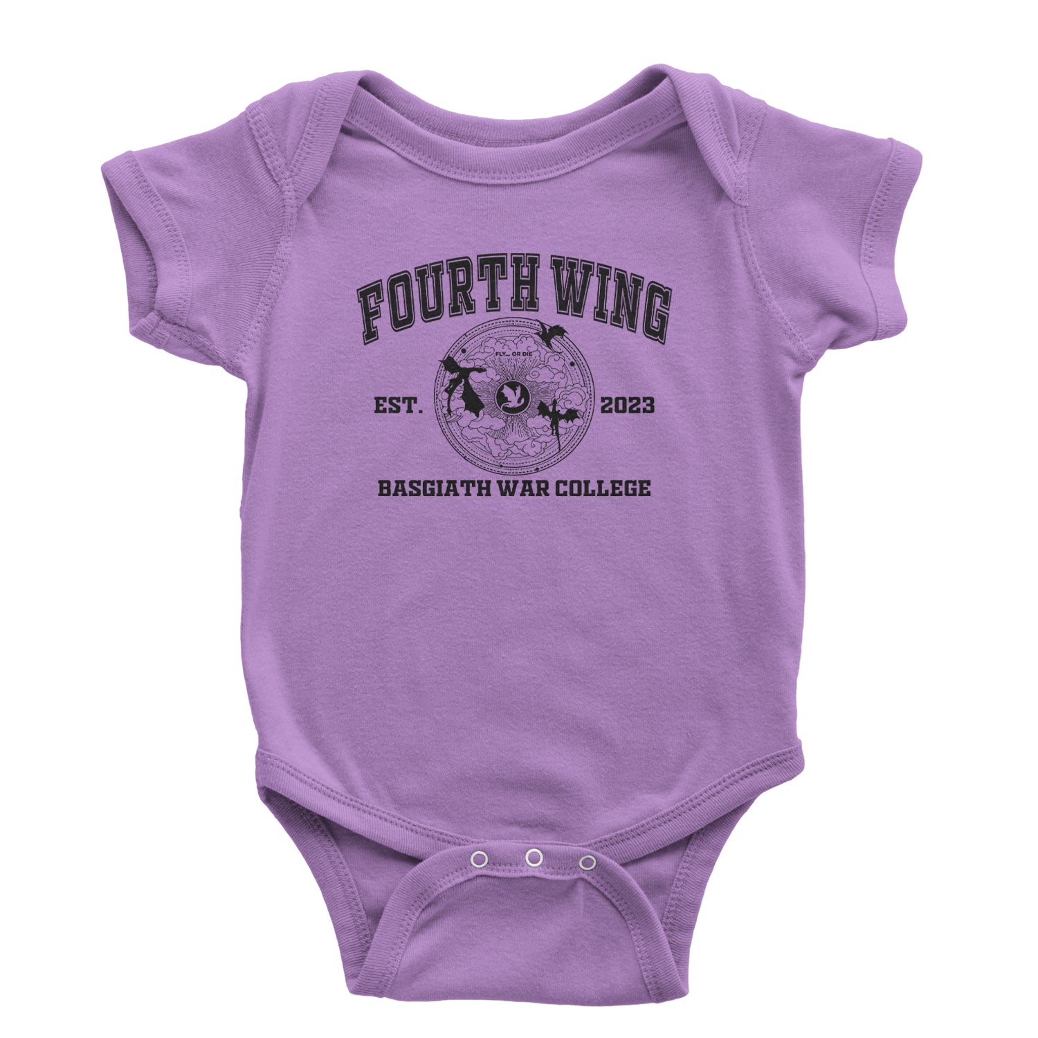 Fourth Wing Basgiath War College Infant One-Piece Romper Bodysuit or Toddler T-shirt Lavender