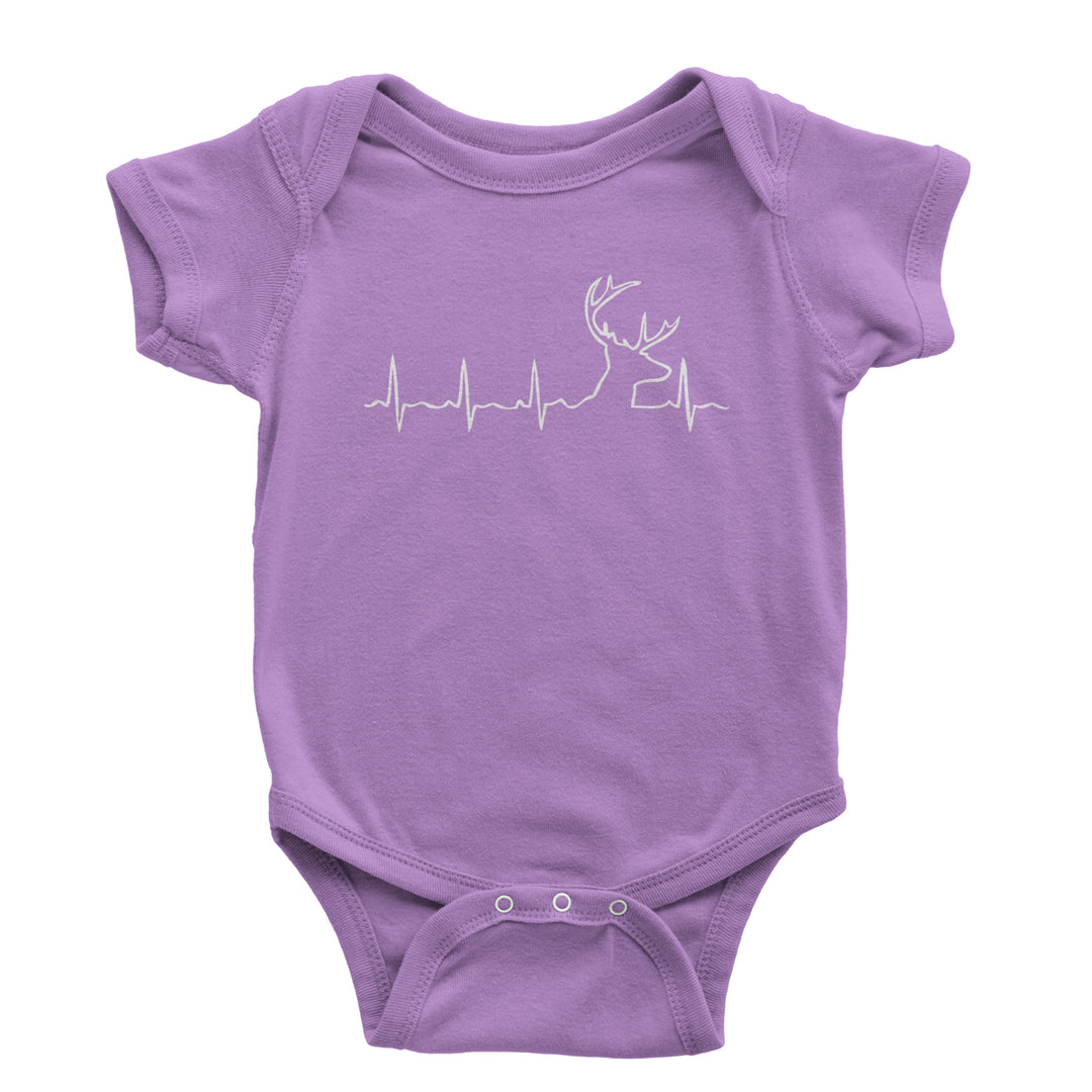 Hunting Heartbeat Deer Hunter Buck Stag Antlers  Infant One-Piece Romper Bodysuit and Toddler T-shirt Lavender