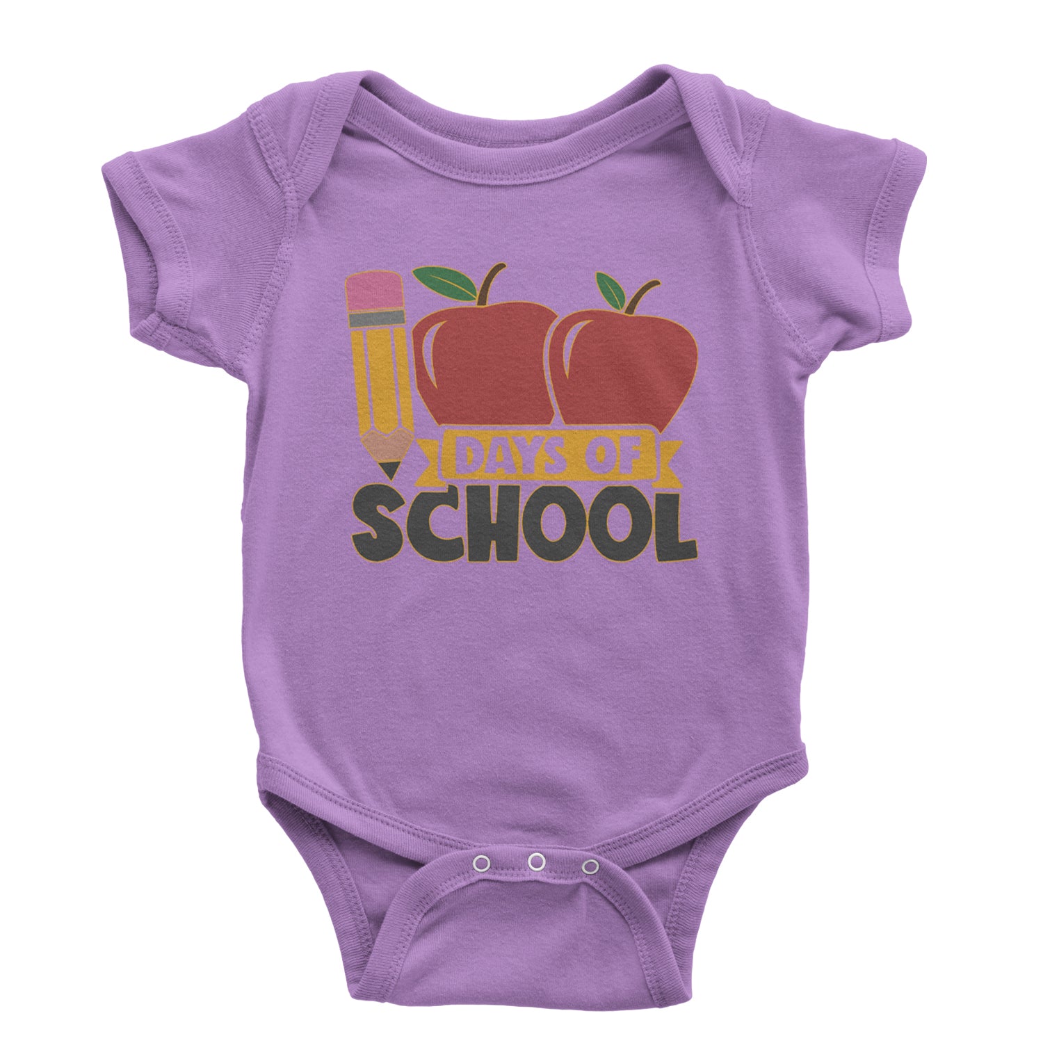 100 Days Of School Apple Pencil Infant One-Piece Romper Bodysuit and Toddler T-shirt Lavender