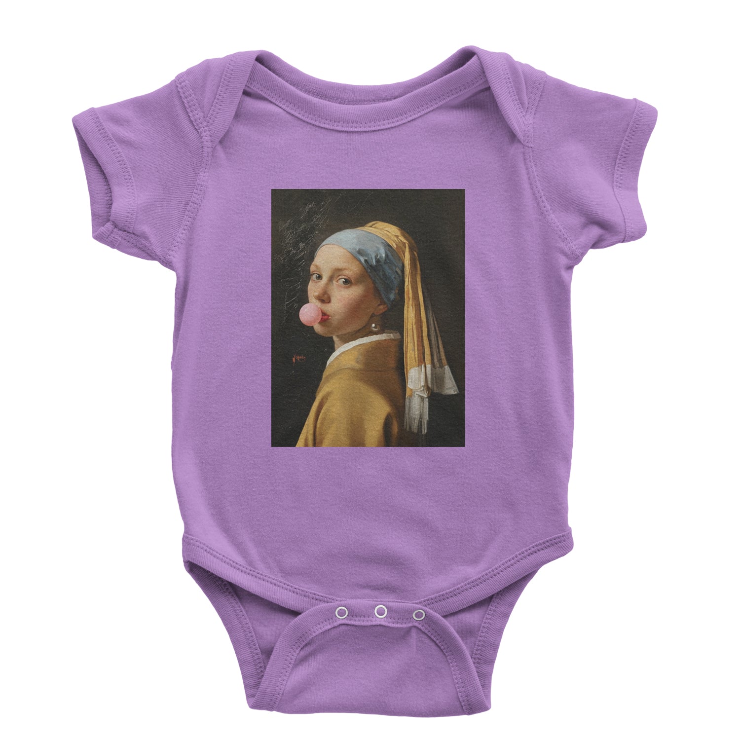 Girl with a Pearl Earring Bubble Gum Contemporary Art Infant One-Piece Romper Bodysuit and Toddler T-shirt Lavender
