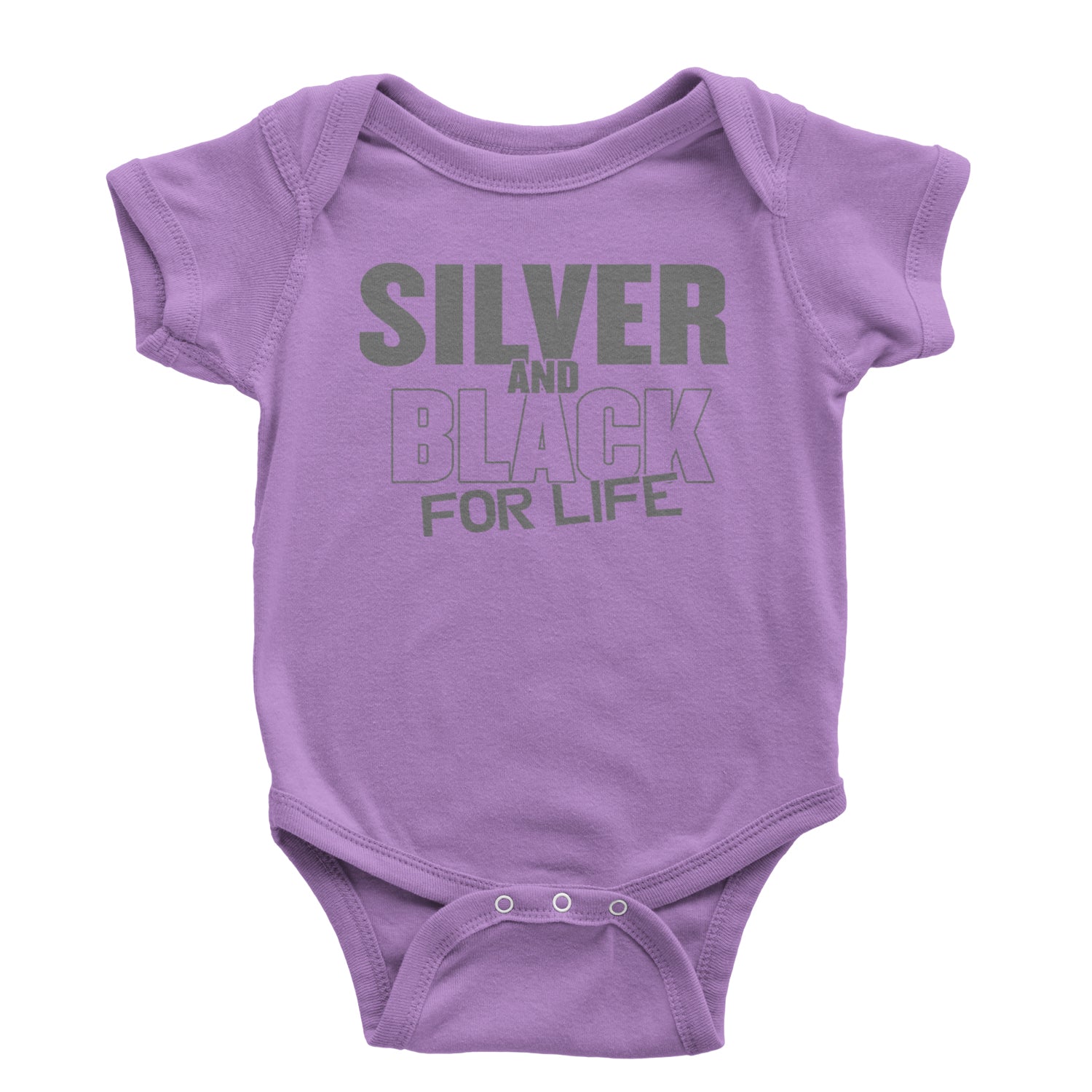 Silver And Black For Life Football Fan Infant One-Piece Romper Bodysuit and Toddler T-shirt Lavender