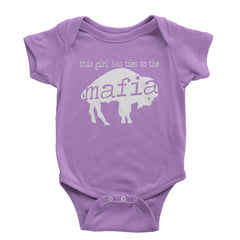 This Girl Has Ties To The Bills Mafia Infant One-Piece Romper Bodysuit and Toddler T-shirt Lavender