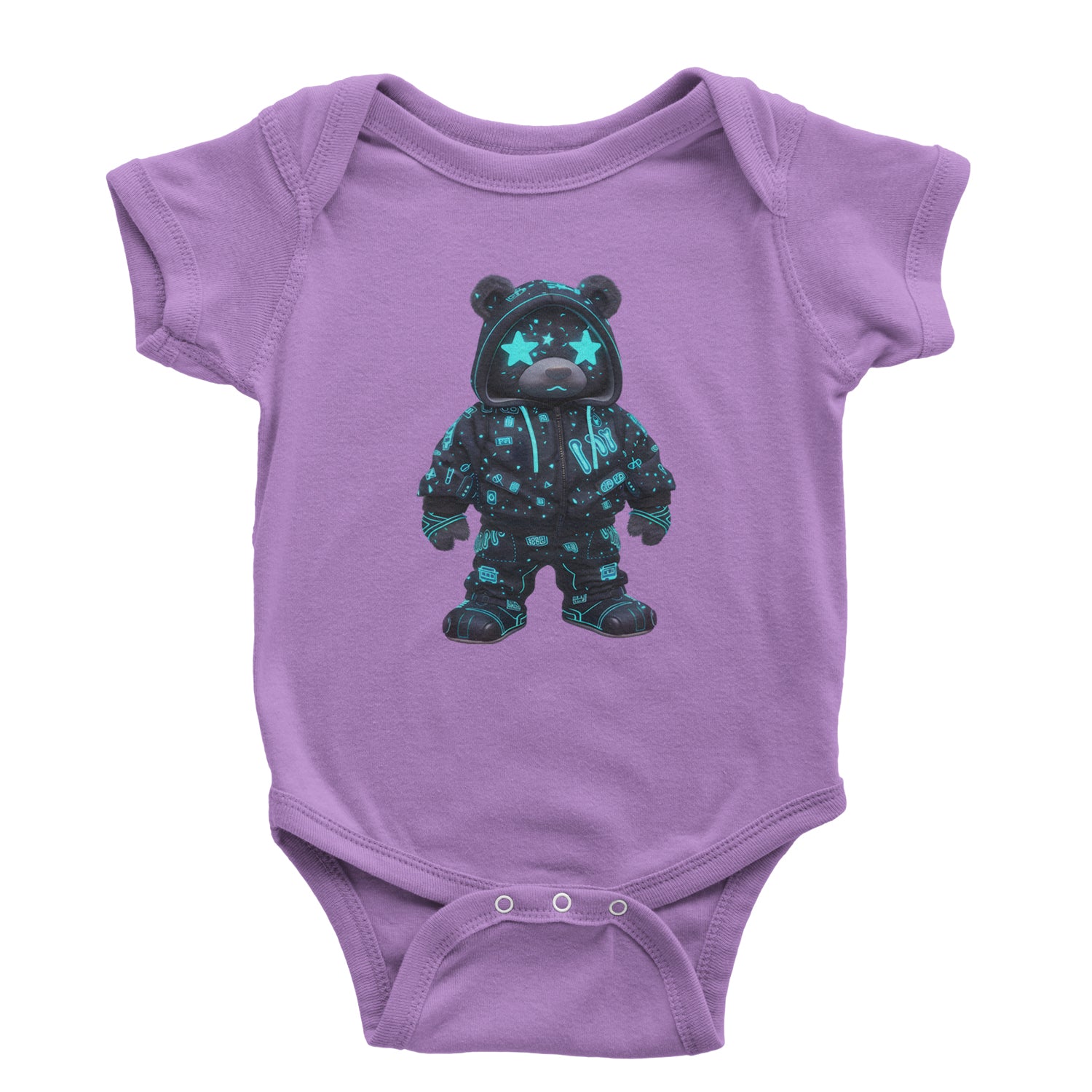 Starry Eyed Vaporwave Urban Graffiti Bear Infant One-Piece Romper Bodysuit Or Toddler T-shirt Lavender