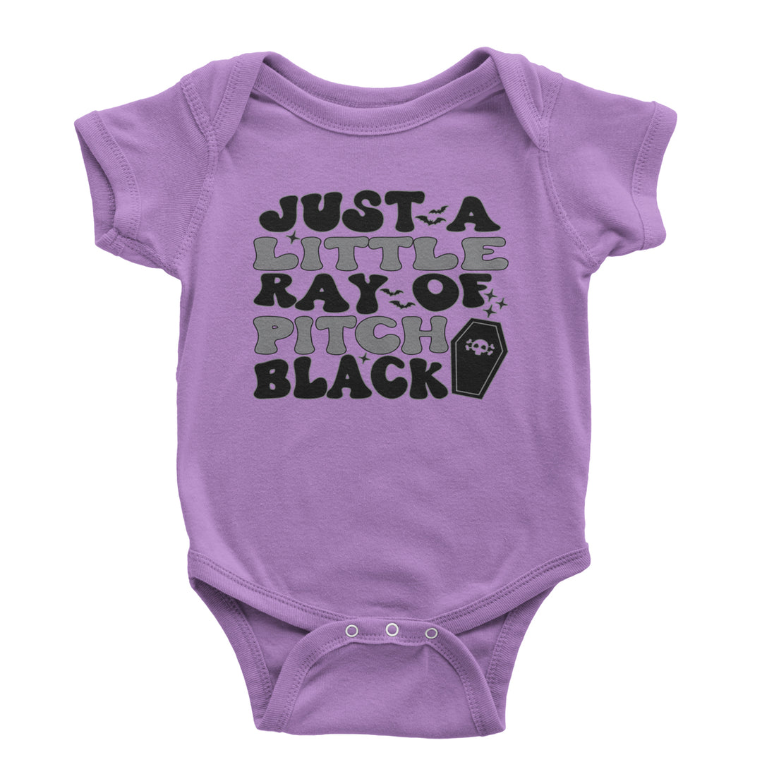 Just A Little Ray of Pitch Black graphic on Onesie and Toddler T-Shirt in Black alternate view 2