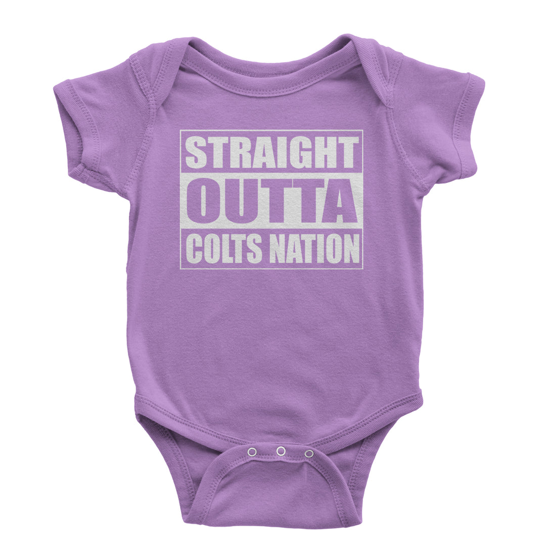 Straight Outta Colts Nation Football  Infant One-Piece Romper Bodysuit and Toddler T-shirt Lavender