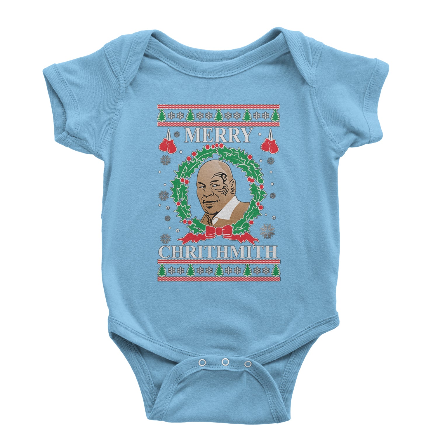 Merry Chrithmith Ugly Christmas Infant One-Piece Romper Bodysuit and Toddler T-shirt Light Blue