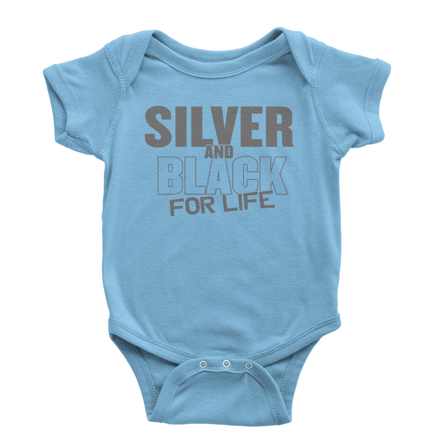 Silver And Black For Life Football Fan Infant One-Piece Romper Bodysuit and Toddler T-shirt Light Blue