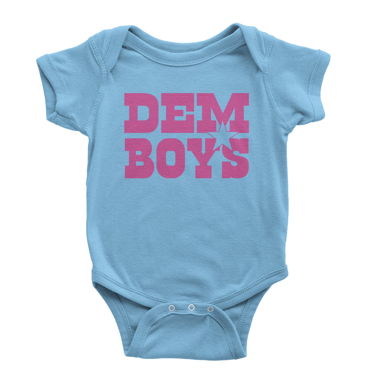 Dem Boys Hot Pink Dallas  Infant One-Piece Romper Bodysuit and Toddler T-shirt Light Blue