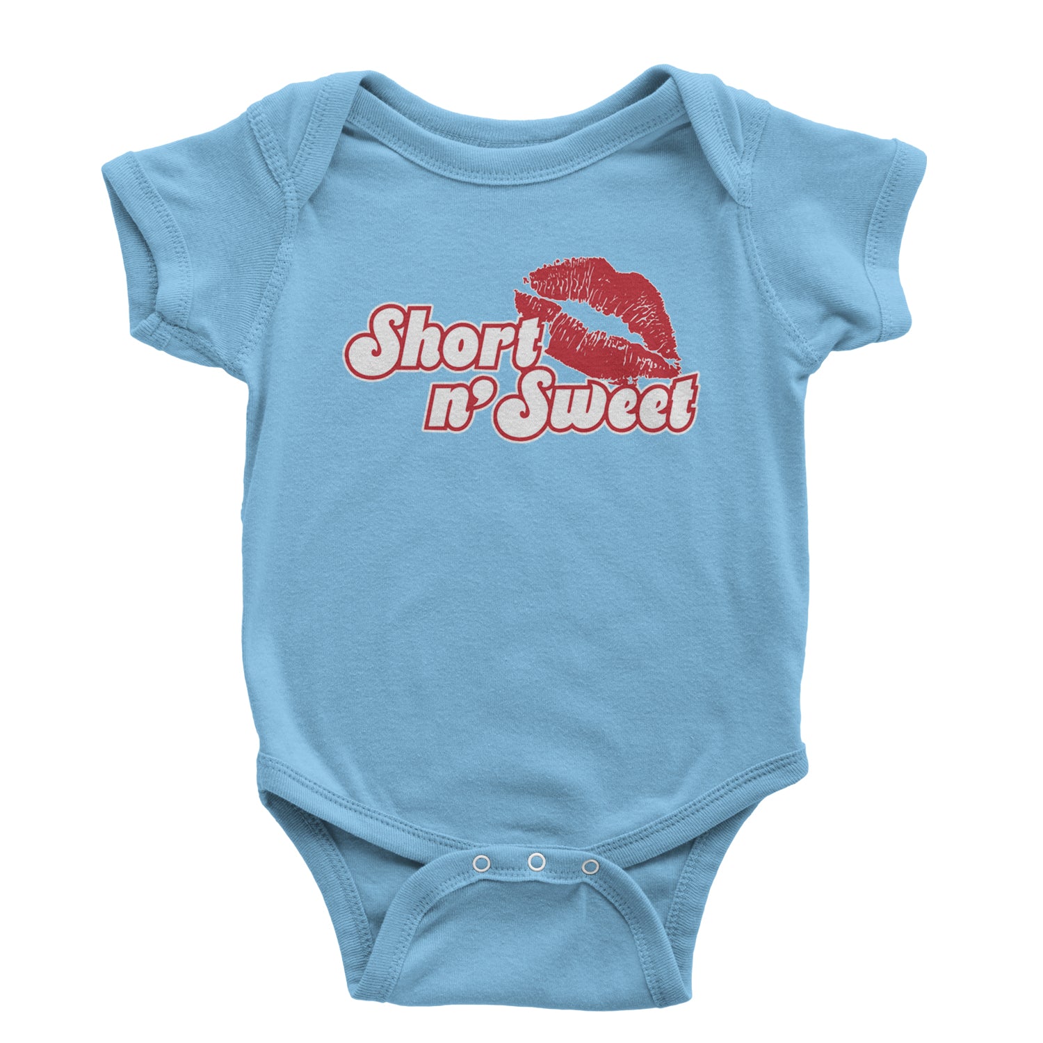 Short N' Sweet Red Lips Infant One-Piece Romper Bodysuit and Toddler T-shirt Light Blue