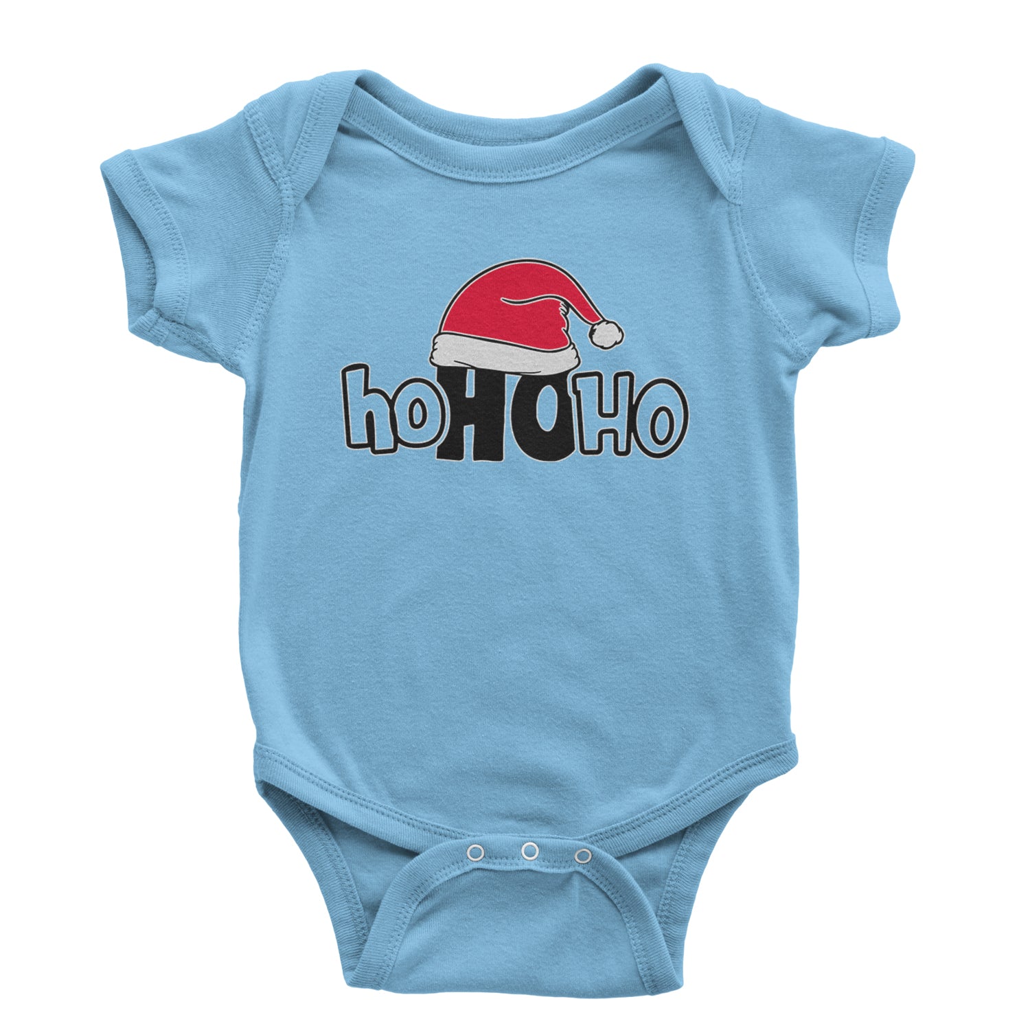 Ho Ho Ho Santa Christmas Hat Infant One-Piece Romper Bodysuit and Toddler T-shirt Light Blue