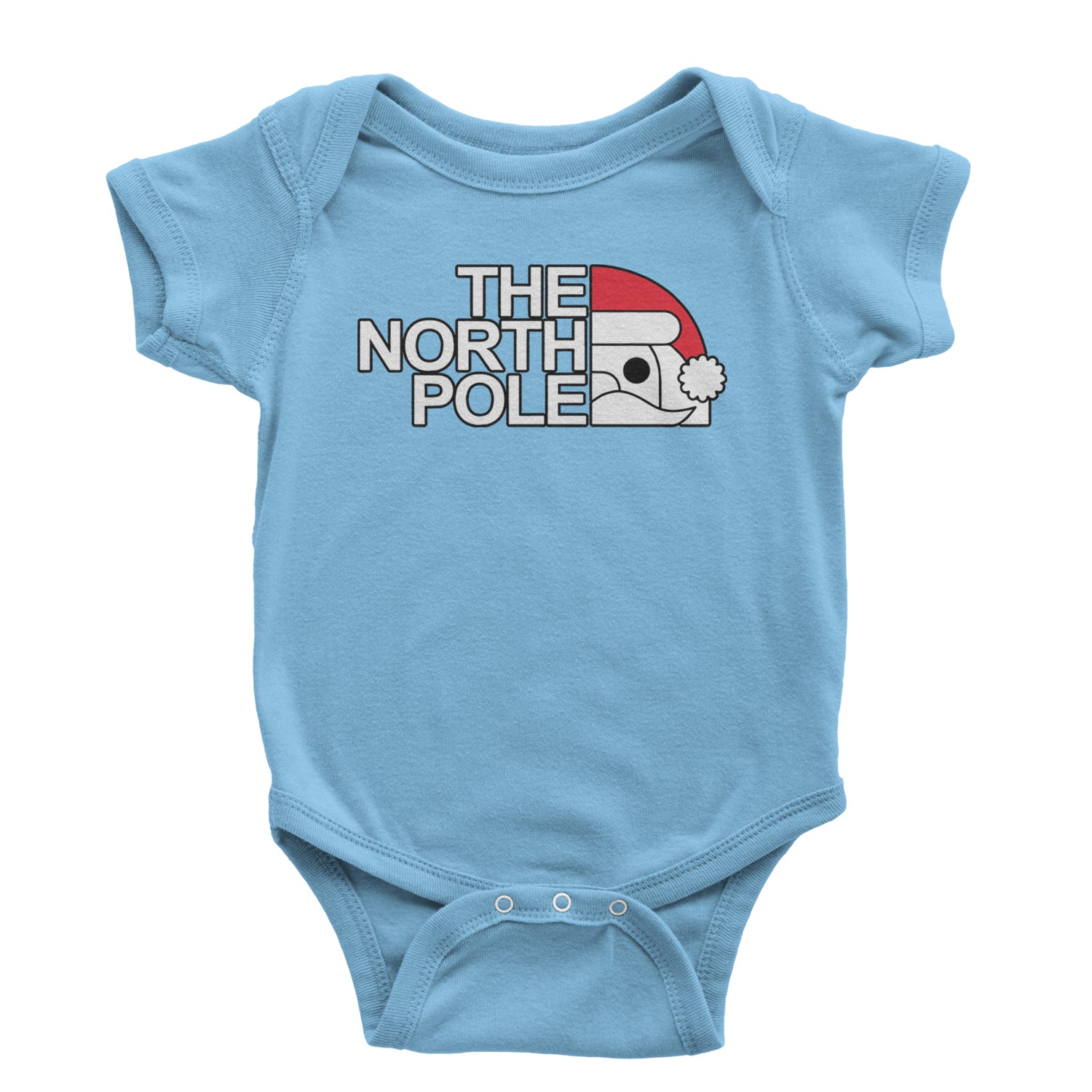 The North Pole Santa Face Infant One-Piece Romper Bodysuit and Toddler T-shirt Light Blue