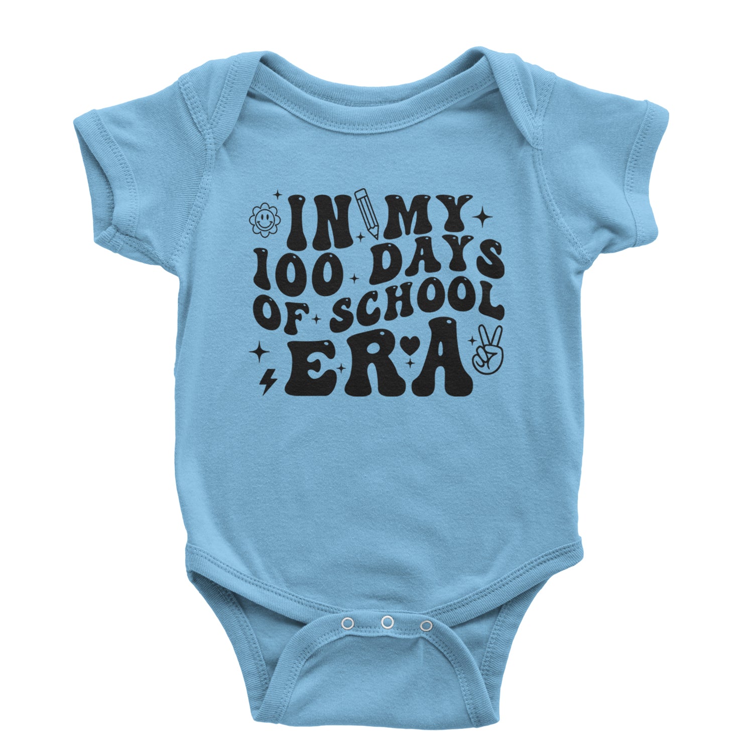 In My 100 Days Of School Era Infant One-Piece Romper Bodysuit and Toddler T-shirt Light Blue