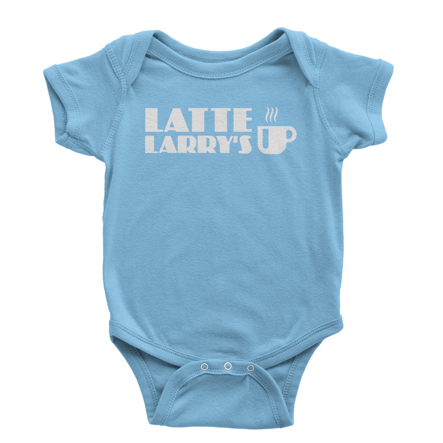 Latte Larry's Enthusiastic Coffee Infant One-Piece Romper Bodysuit and Toddler T-shirt Light Blue