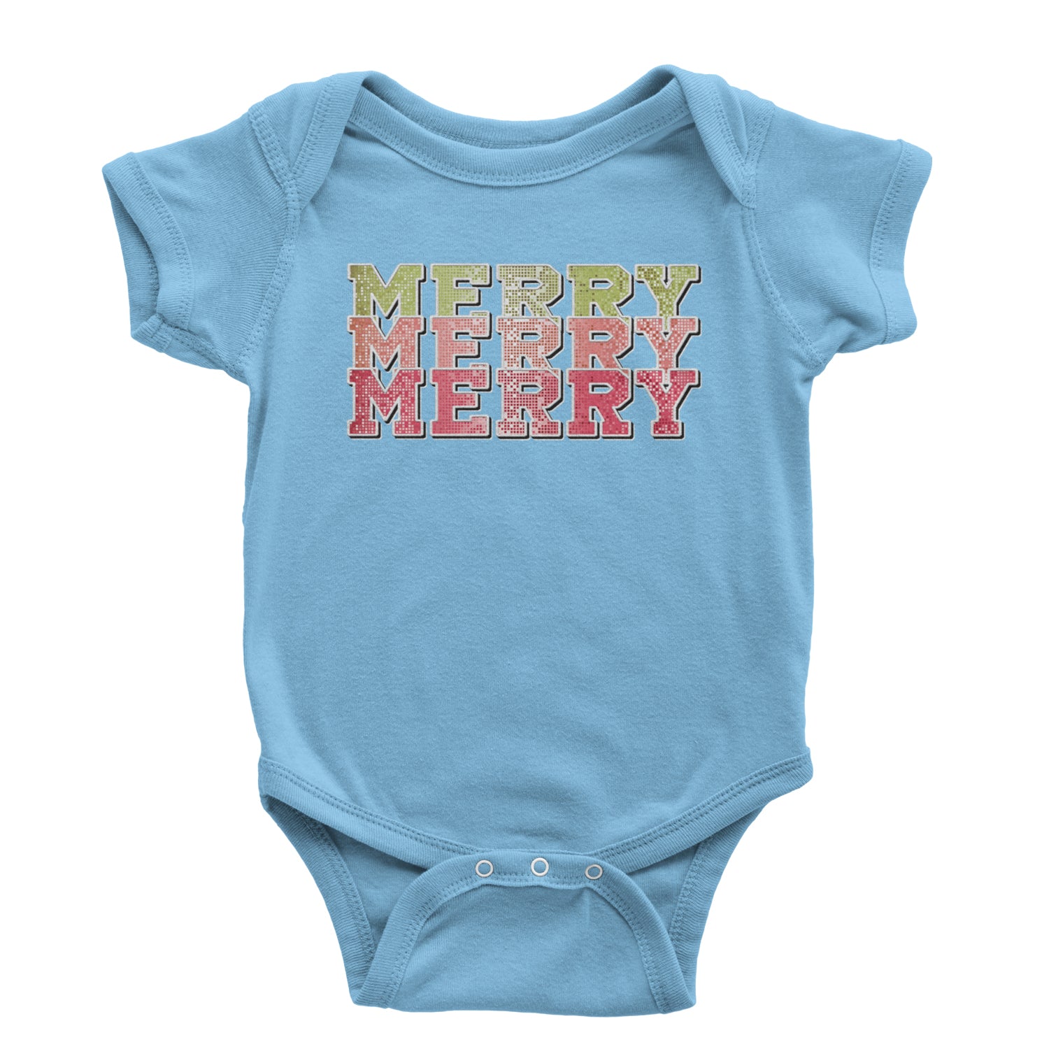 Merry Merry Merry Faux Sequins Infant One-Piece Romper Bodysuit and Toddler T-shirt Light Blue