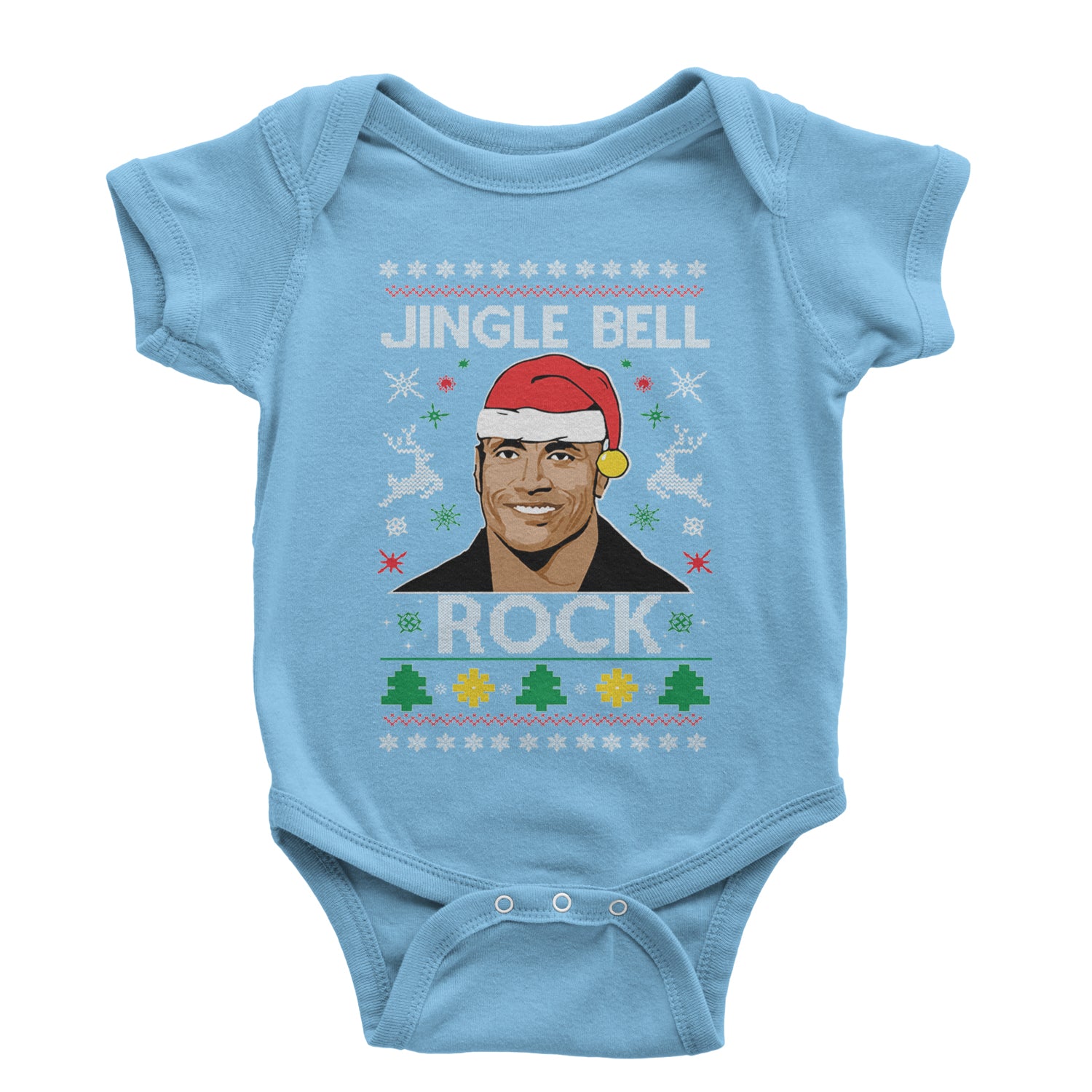 Jingle Bell Rock Ugly Christmas Infant One-Piece Romper Bodysuit and Toddler T-shirt Light Blue