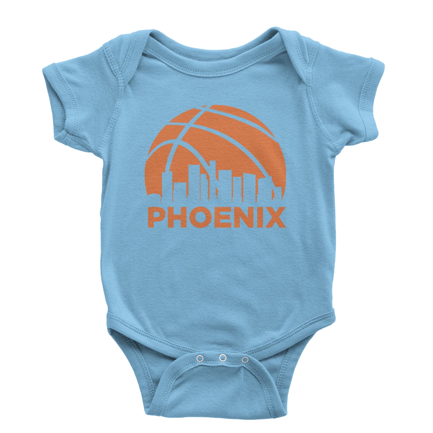 Phoenix Basketball Sunset City Skyline Infant One-Piece Romper Bodysuit and Toddler T-shirt Light Blue