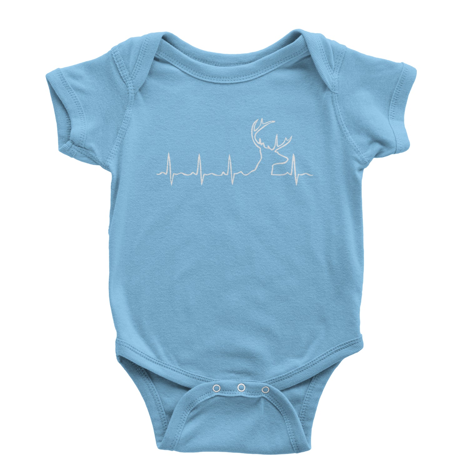 Hunting Heartbeat Deer Hunter Buck Stag Antlers  Infant One-Piece Romper Bodysuit and Toddler T-shirt Light Blue