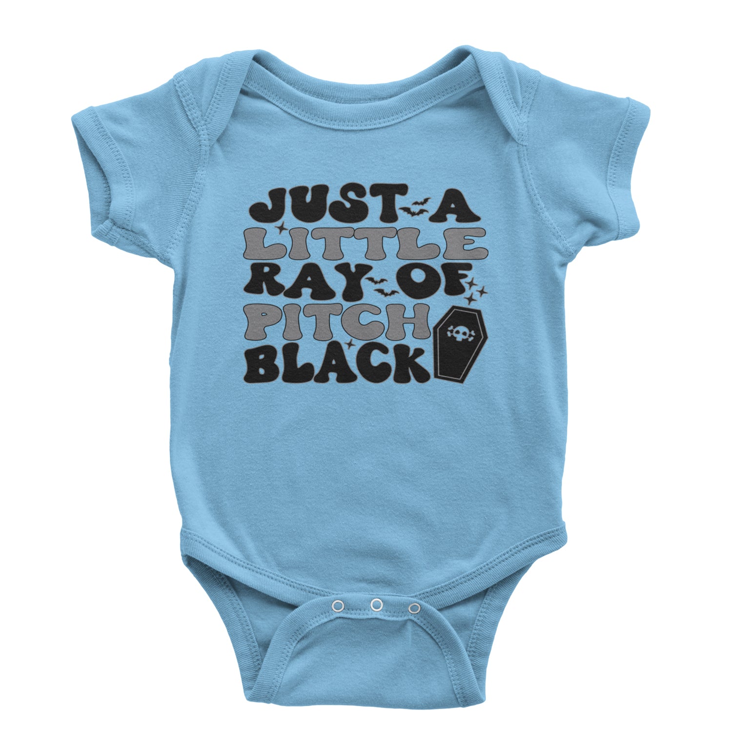 Just A Little Ray of Pitch Black Infant One-Piece Romper Bodysuit and Toddler T-shirt Light Blue