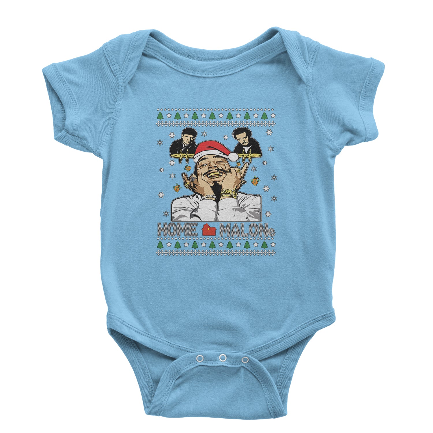 Home Malone Ugly Christmas Infant One-Piece Romper Bodysuit and Toddler T-shirt Light Blue