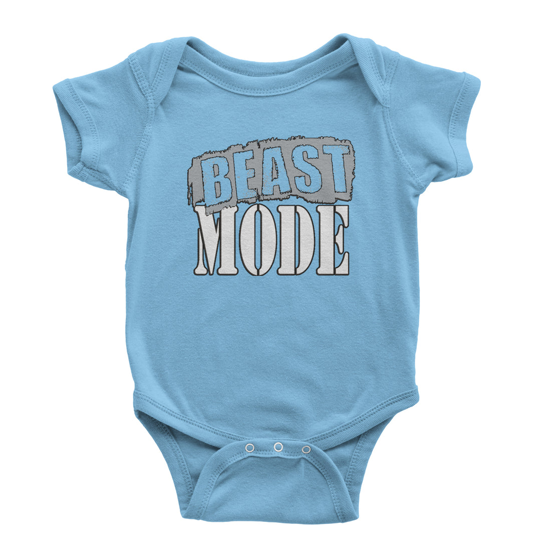 Beast Mode Training Gym Workout graphic on Onesie and Toddler T-Shirt in Light Blue