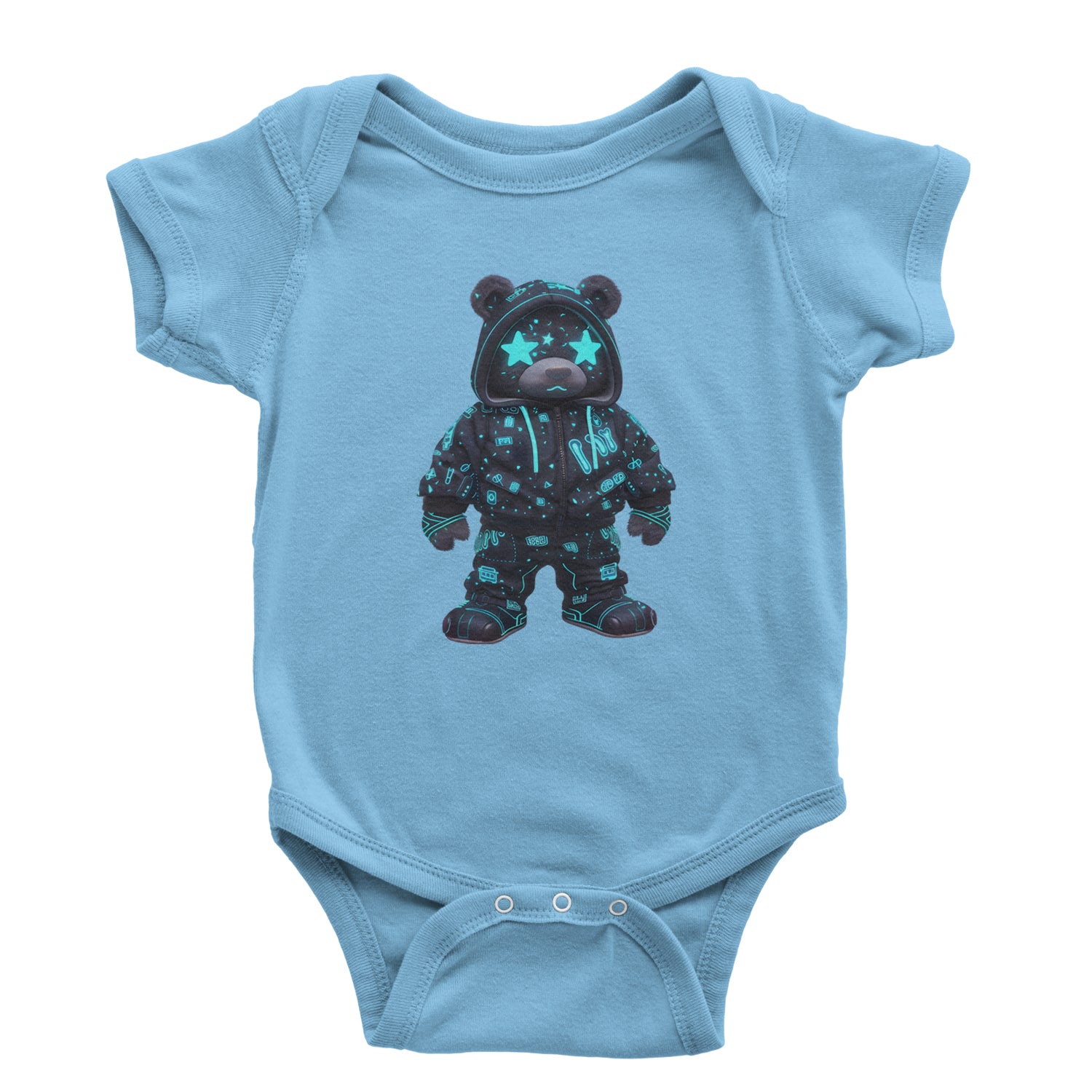 Starry Eyed Vaporwave Urban Graffiti Bear Infant One-Piece Romper Bodysuit Or Toddler T-shirt Light Blue