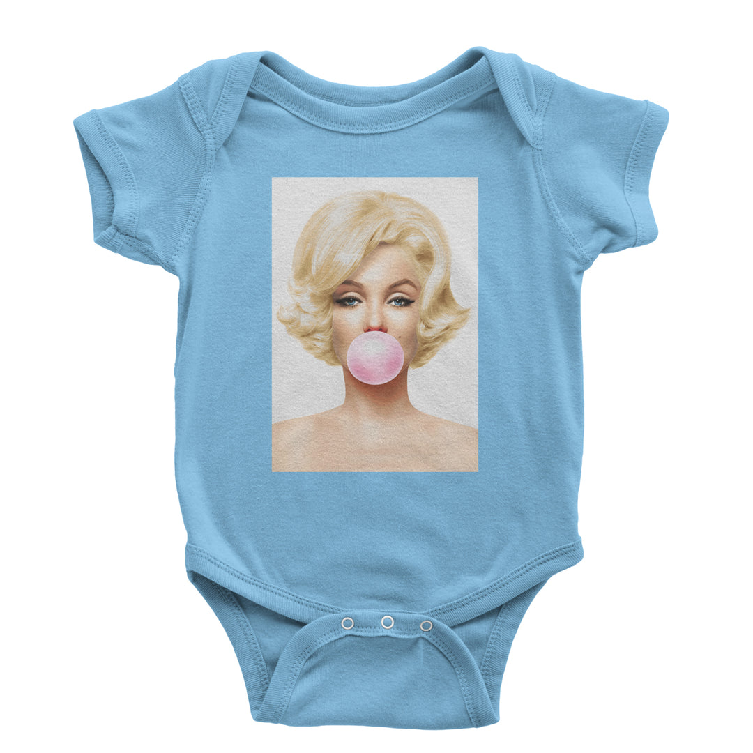 Ms. Monroe Pink Bubble Gum American Icon Infant One-Piece Romper Bodysuit and Toddler T-shirt Light Blue