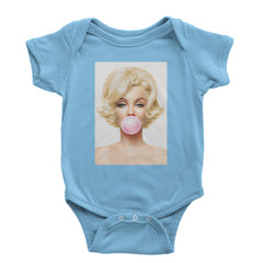 Ms. Monroe Pink Bubble Gum American Icon Infant One-Piece Romper Bodysuit and Toddler T-shirt Light Blue