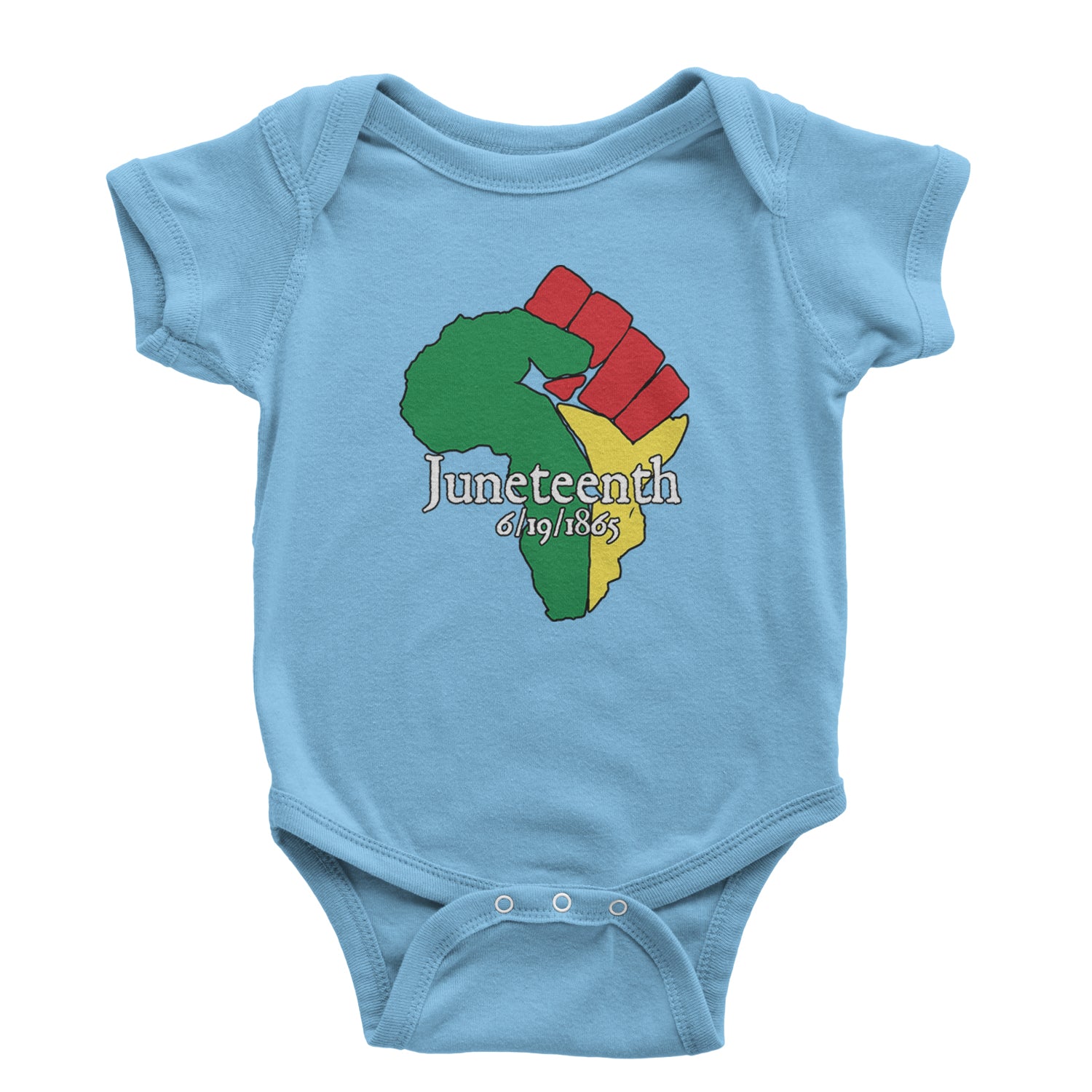 Juneteenth Raised Fist Africa Celebrate Emancipation Day Infant One-Piece Romper Bodysuit and Toddler T-shirt Light Blue