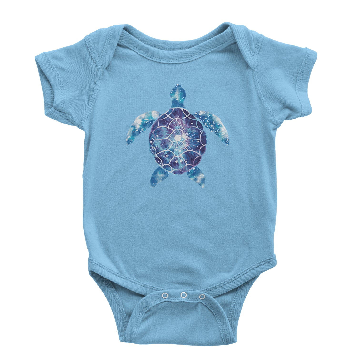 Ocean Aura Tie-Dye Sea Turtle Infant One-Piece Romper Bodysuit and Toddler T-shirt Light Blue