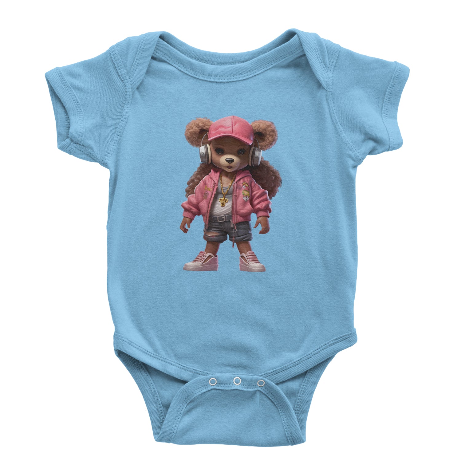 Pink Female Urban Graffiti Bear Infant One-Piece Romper Bodysuit Or Toddler T-shirt Light Blue