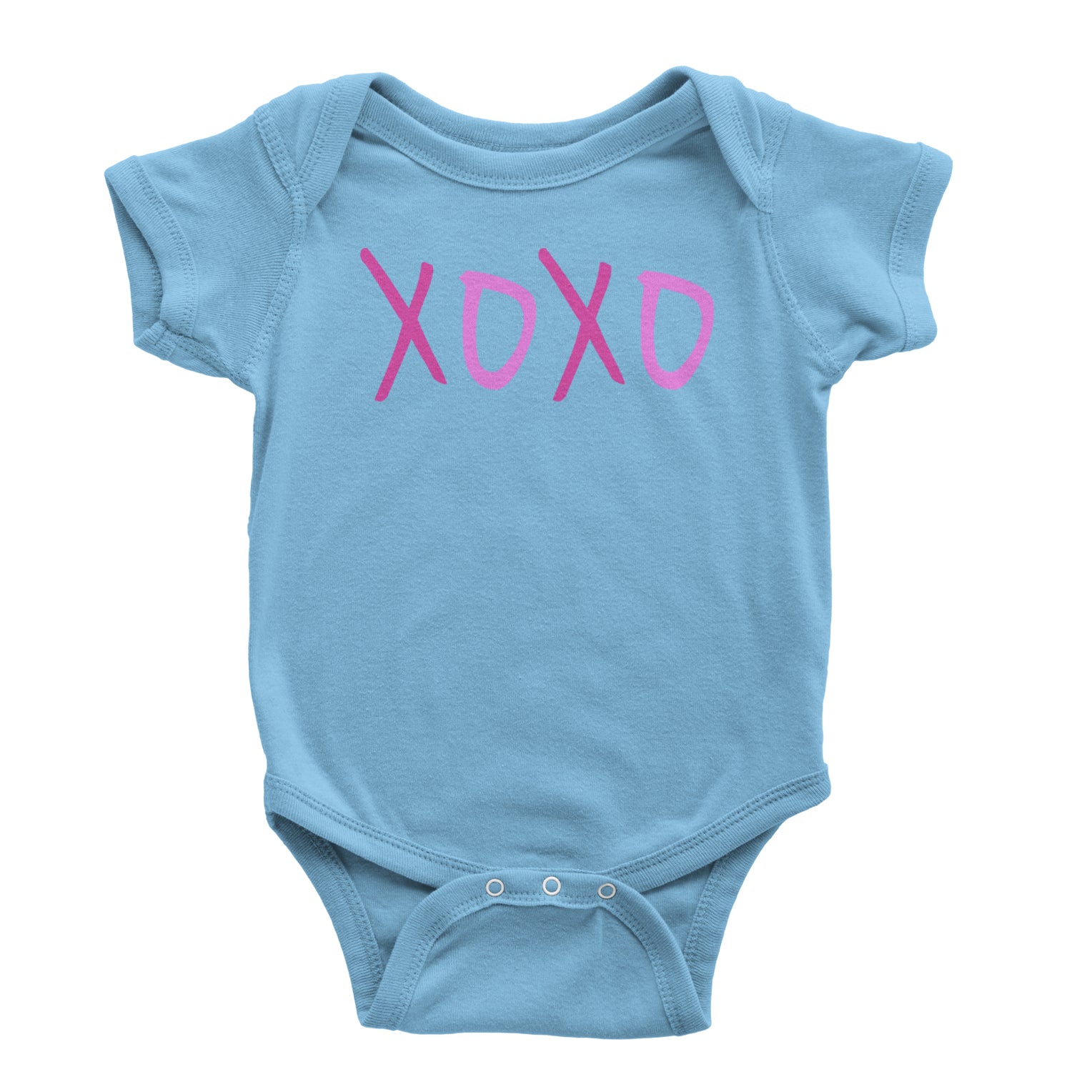 XOXO Pink Print Infant One-Piece Romper Bodysuit and Toddler T-shirt Light Blue