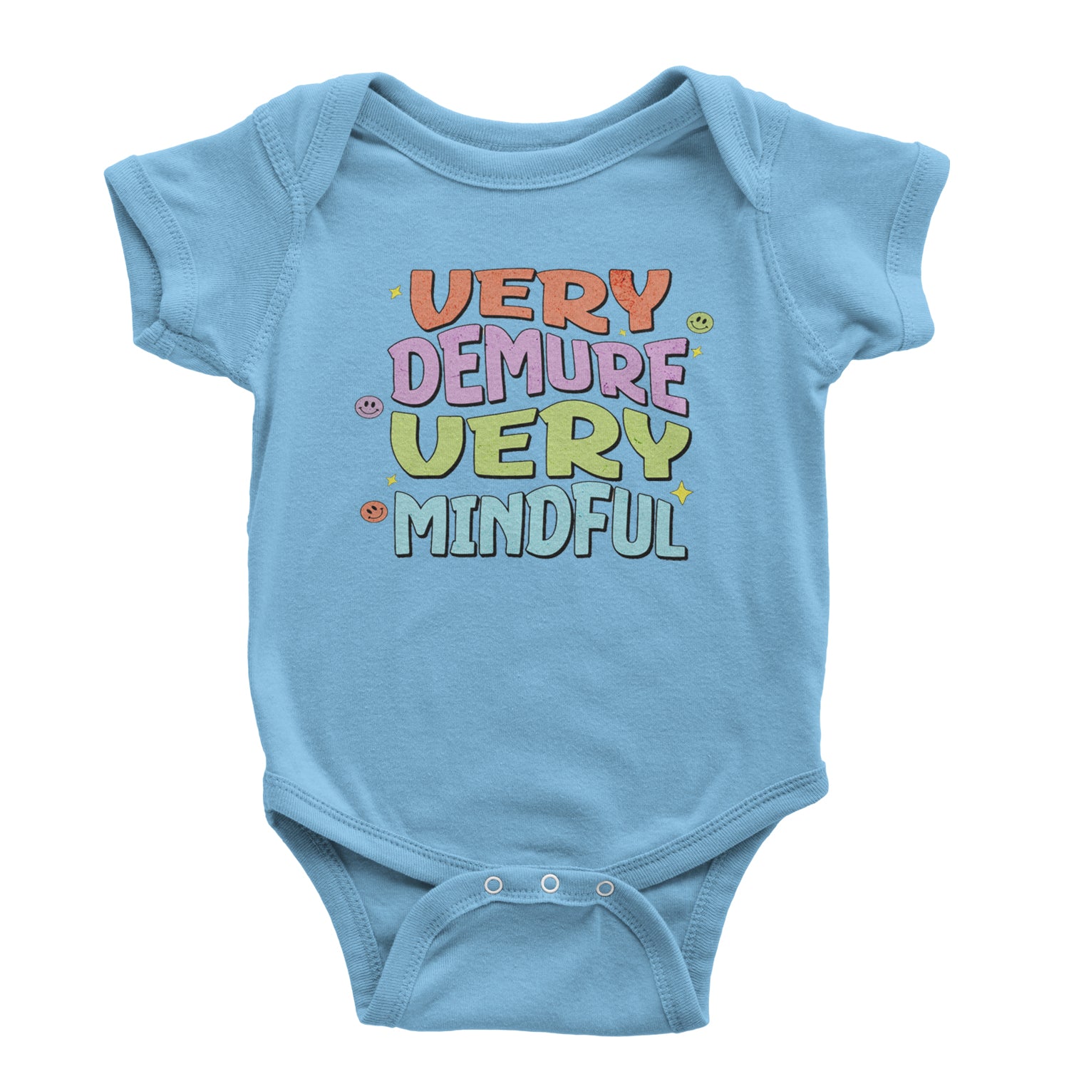 Very Demure, Very Mindful Infant One-Piece Romper Bodysuit and Toddler T-shirt Light Blue