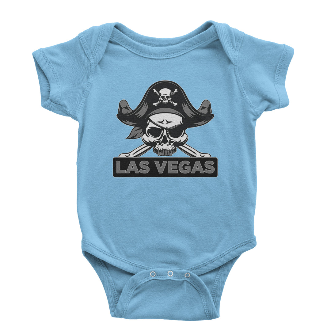 Raider Skull Straight Outta Las Vegas Infant One-Piece Romper Bodysuit and Toddler T-shirt Light Blue