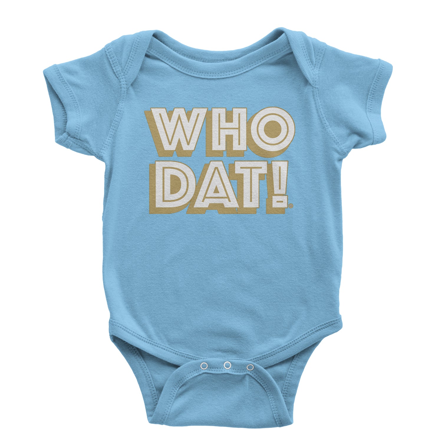 Who Dat Nation Big Bold New Orleans Infant One-Piece Romper Bodysuit and Toddler T-shirt Light Blue