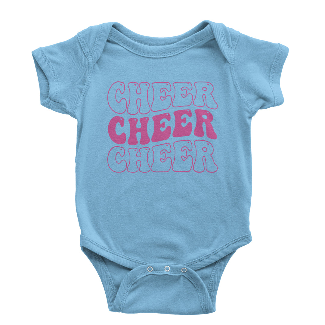 Cheer Cheer Cheer Infant One-Piece Romper Bodysuit and Toddler T-shirt Light Blue