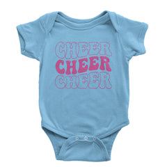 Cheer Cheer Cheer Infant One-Piece Romper Bodysuit and Toddler T-shirt Light Blue